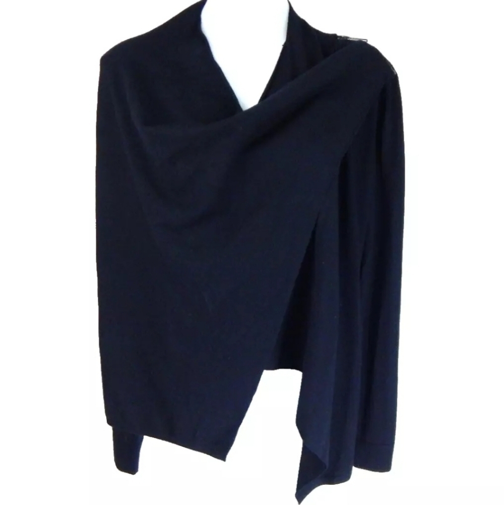 Garnet Hill Lux Zip Shoulder Merino Wrap Sweater